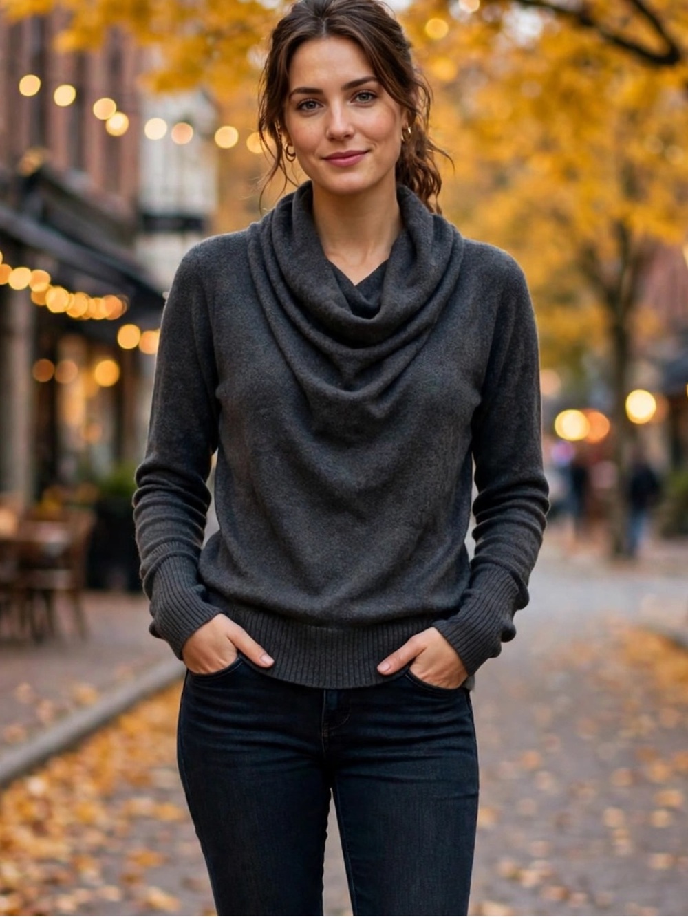 Bench Sweater Womens XS Charcoal Grey Cowl Neck Long Sleeve Soft Knit Fall